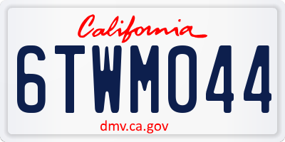 CA license plate 6TWM044