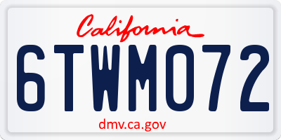 CA license plate 6TWM072
