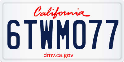 CA license plate 6TWM077