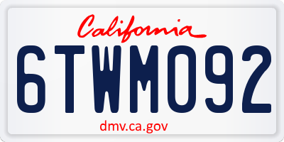 CA license plate 6TWM092