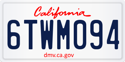 CA license plate 6TWM094