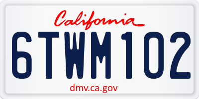 CA license plate 6TWM102