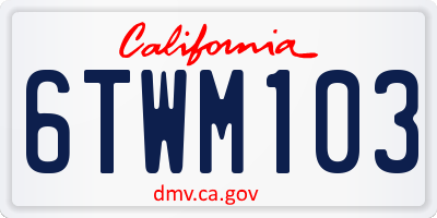 CA license plate 6TWM103