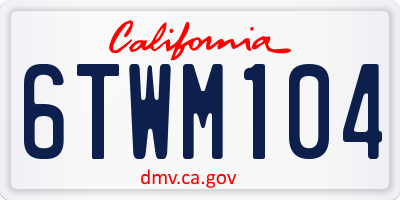 CA license plate 6TWM104