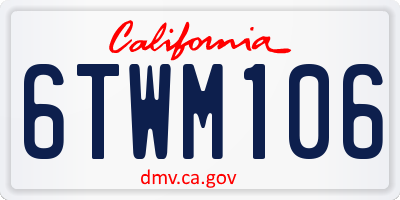 CA license plate 6TWM106