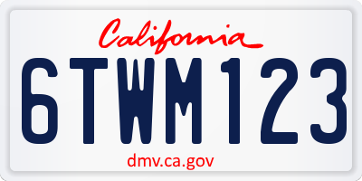 CA license plate 6TWM123