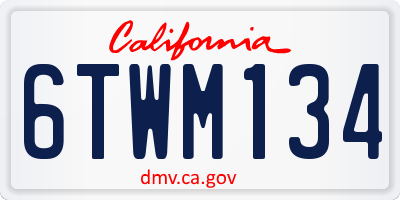 CA license plate 6TWM134
