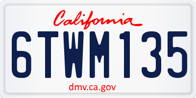 CA license plate 6TWM135