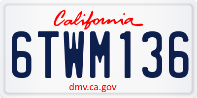 CA license plate 6TWM136
