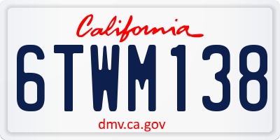 CA license plate 6TWM138