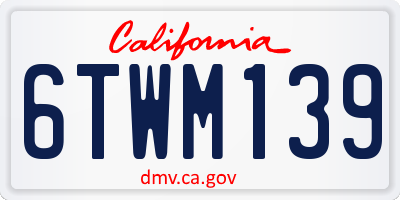 CA license plate 6TWM139