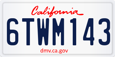 CA license plate 6TWM143