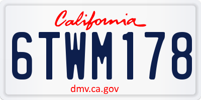 CA license plate 6TWM178