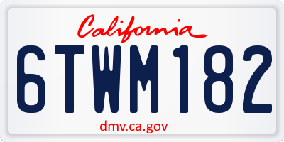 CA license plate 6TWM182