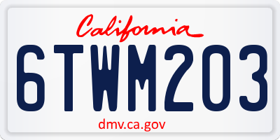 CA license plate 6TWM203