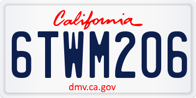 CA license plate 6TWM206