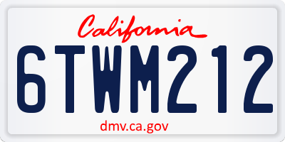 CA license plate 6TWM212