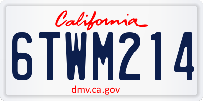 CA license plate 6TWM214