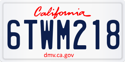 CA license plate 6TWM218