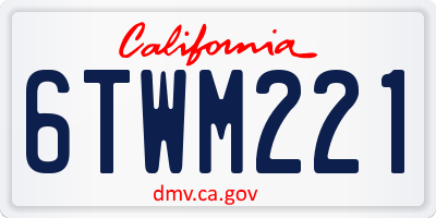 CA license plate 6TWM221