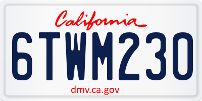 CA license plate 6TWM230