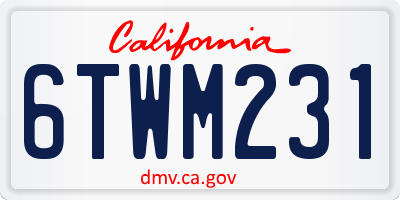 CA license plate 6TWM231