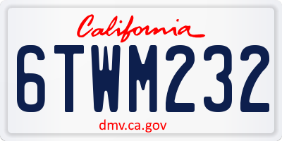 CA license plate 6TWM232
