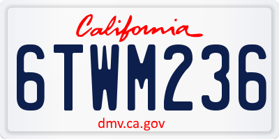 CA license plate 6TWM236
