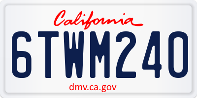 CA license plate 6TWM240