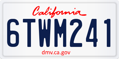 CA license plate 6TWM241