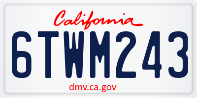 CA license plate 6TWM243