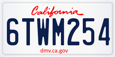 CA license plate 6TWM254