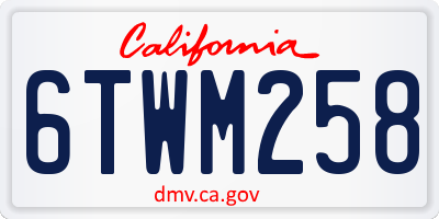 CA license plate 6TWM258