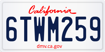 CA license plate 6TWM259