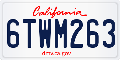 CA license plate 6TWM263