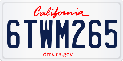 CA license plate 6TWM265