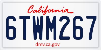 CA license plate 6TWM267