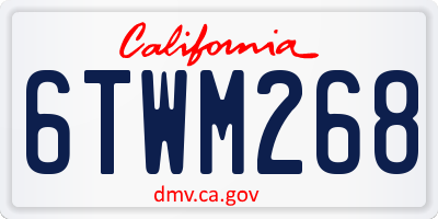 CA license plate 6TWM268