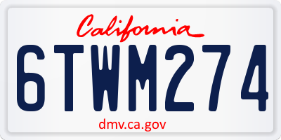 CA license plate 6TWM274