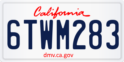 CA license plate 6TWM283