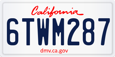 CA license plate 6TWM287