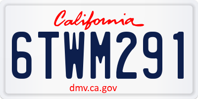 CA license plate 6TWM291