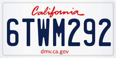 CA license plate 6TWM292