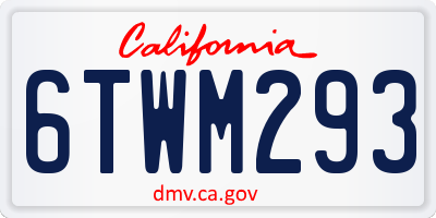 CA license plate 6TWM293