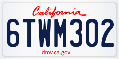 CA license plate 6TWM302