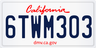 CA license plate 6TWM303