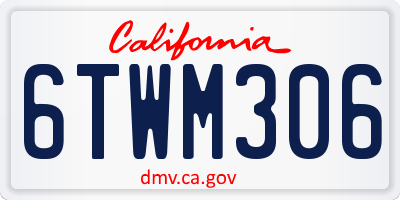 CA license plate 6TWM306
