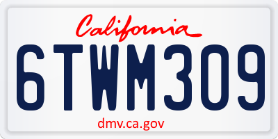 CA license plate 6TWM309
