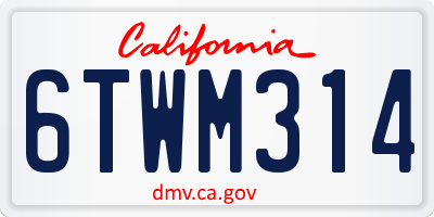 CA license plate 6TWM314