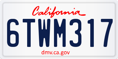 CA license plate 6TWM317